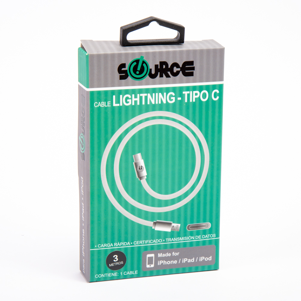 Cable source lightning tipo C 3m