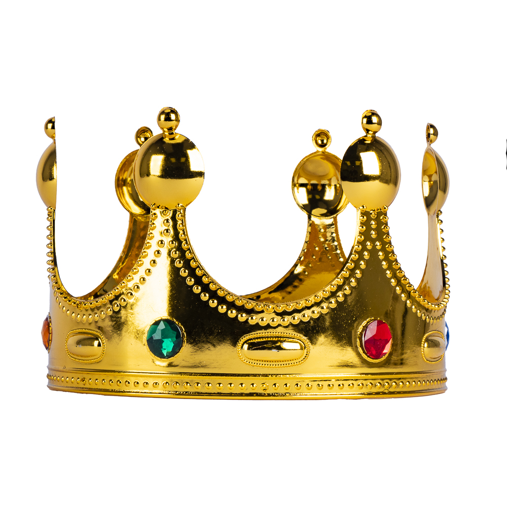 Corona plástica rey para fiesta dorada