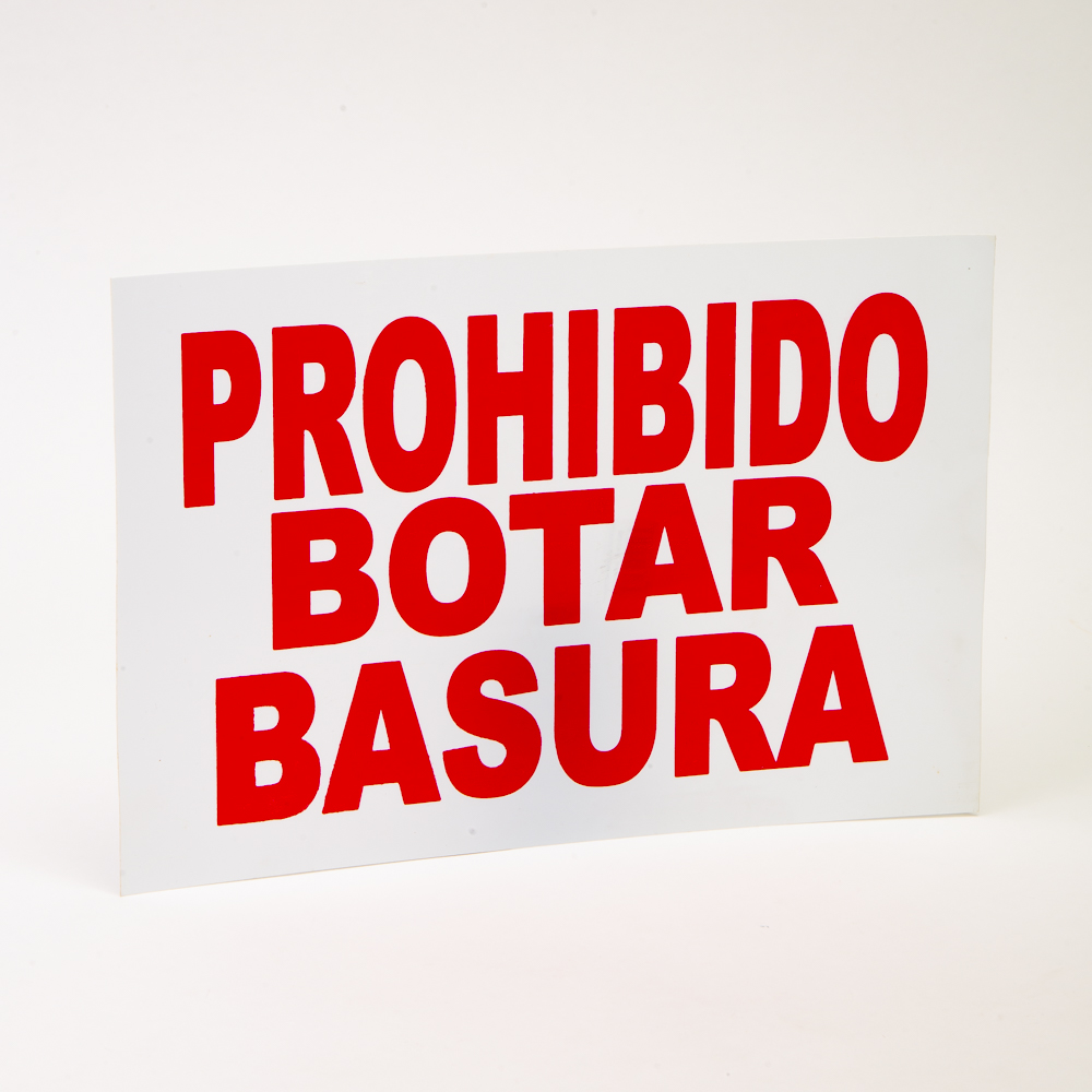 Rótulo Prohibido botar basura