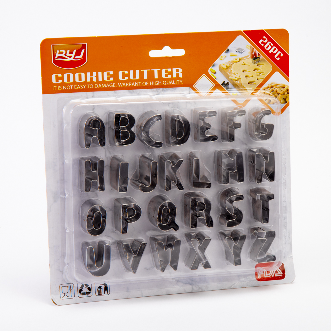 Molde metal letras 2.5cm 26pzas