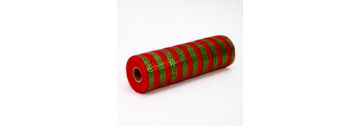 Malla decorativa 10 yardas 26cm con franja rojo y verde