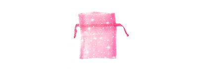 Bolsa tela organza estamp estrellas 10x12.5cm fucsia