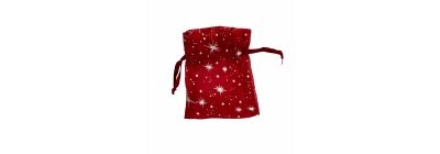 Bolsa tela organza estamp estrellas 9.7x12.2cm rojo