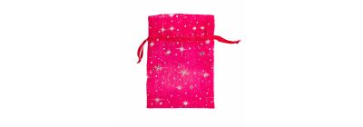 Bolsa tela estampada estrellas 13x18cm fucsia