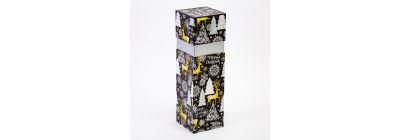 Caja cartón vino  rectangular navideña  10x10x32.5cm