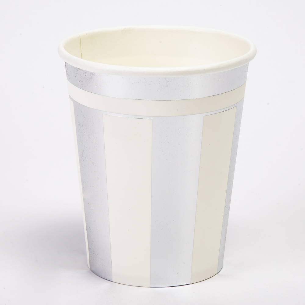 Vaso cartón estampado 10und 8.5x7.5x5cm plateado blanco