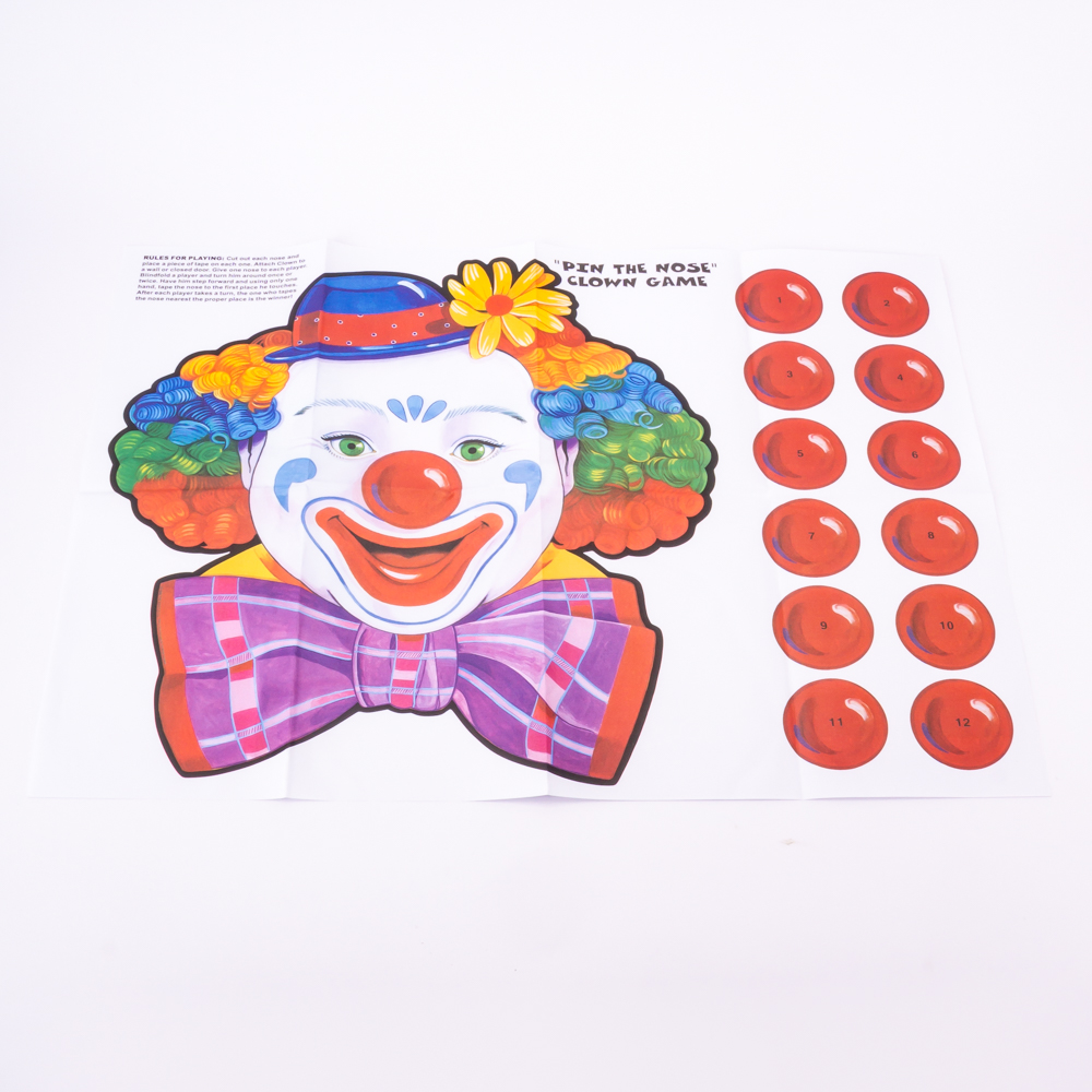 Juego papel poner nariz payaso con antifaz 14pzas