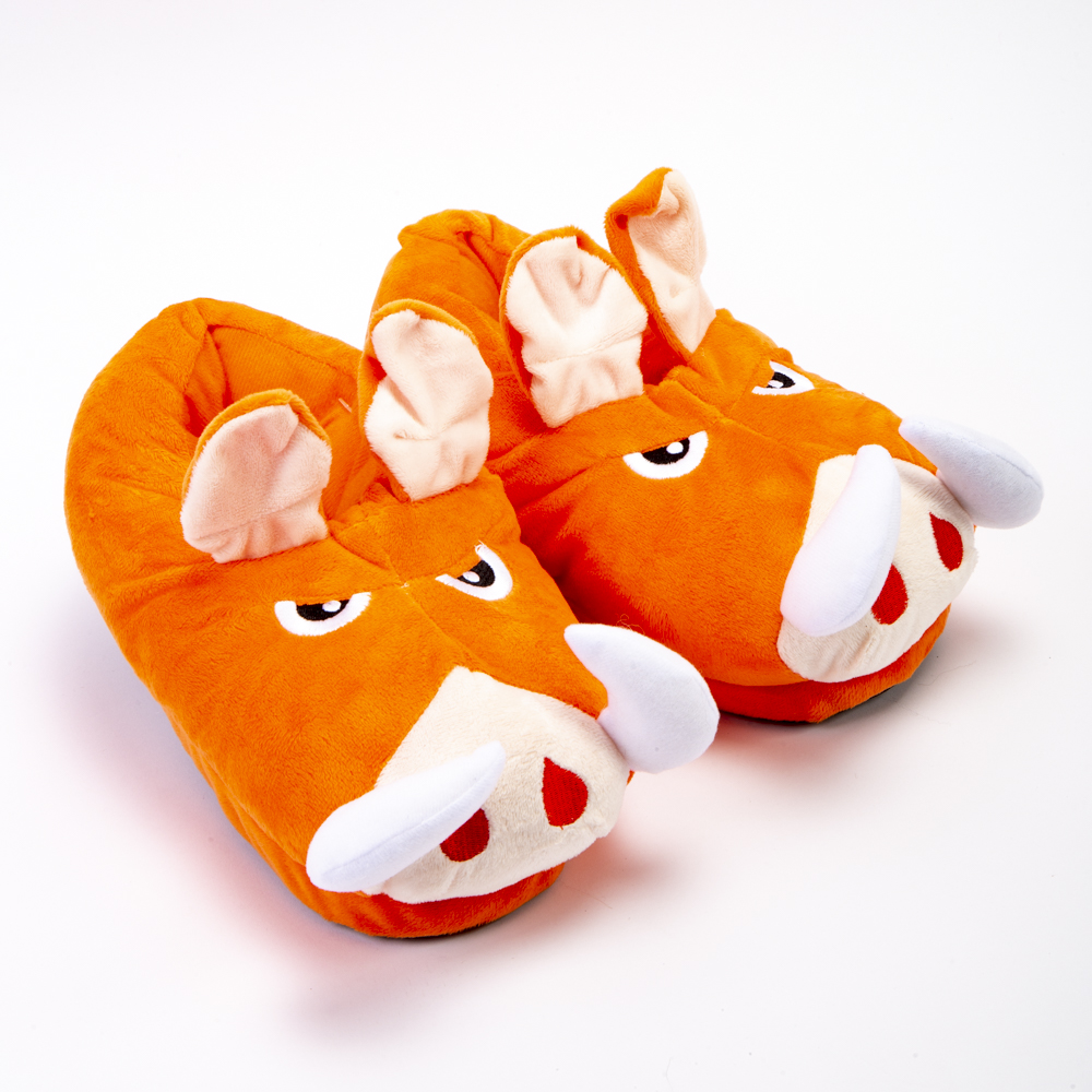 Pantufla peluche figura jabalí 35-38 naranja