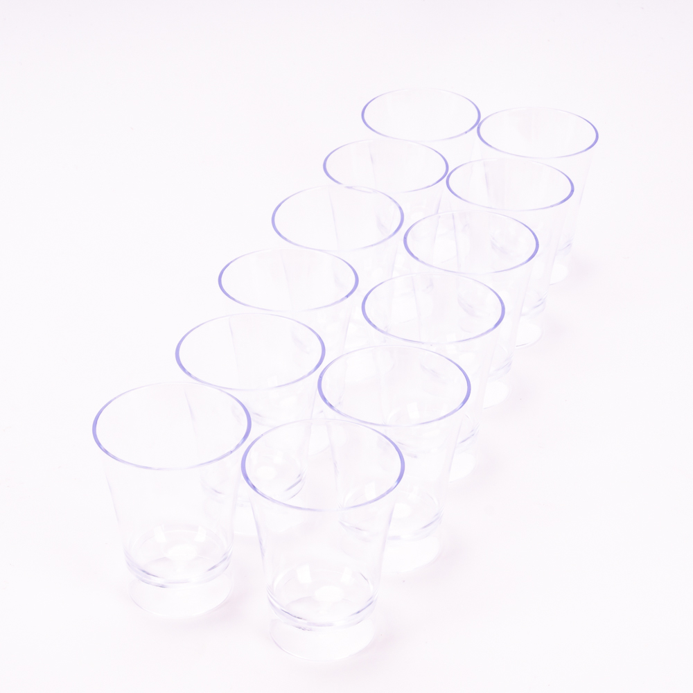 Vaso shot plástico redondo 5x6.4cm 12und transparente