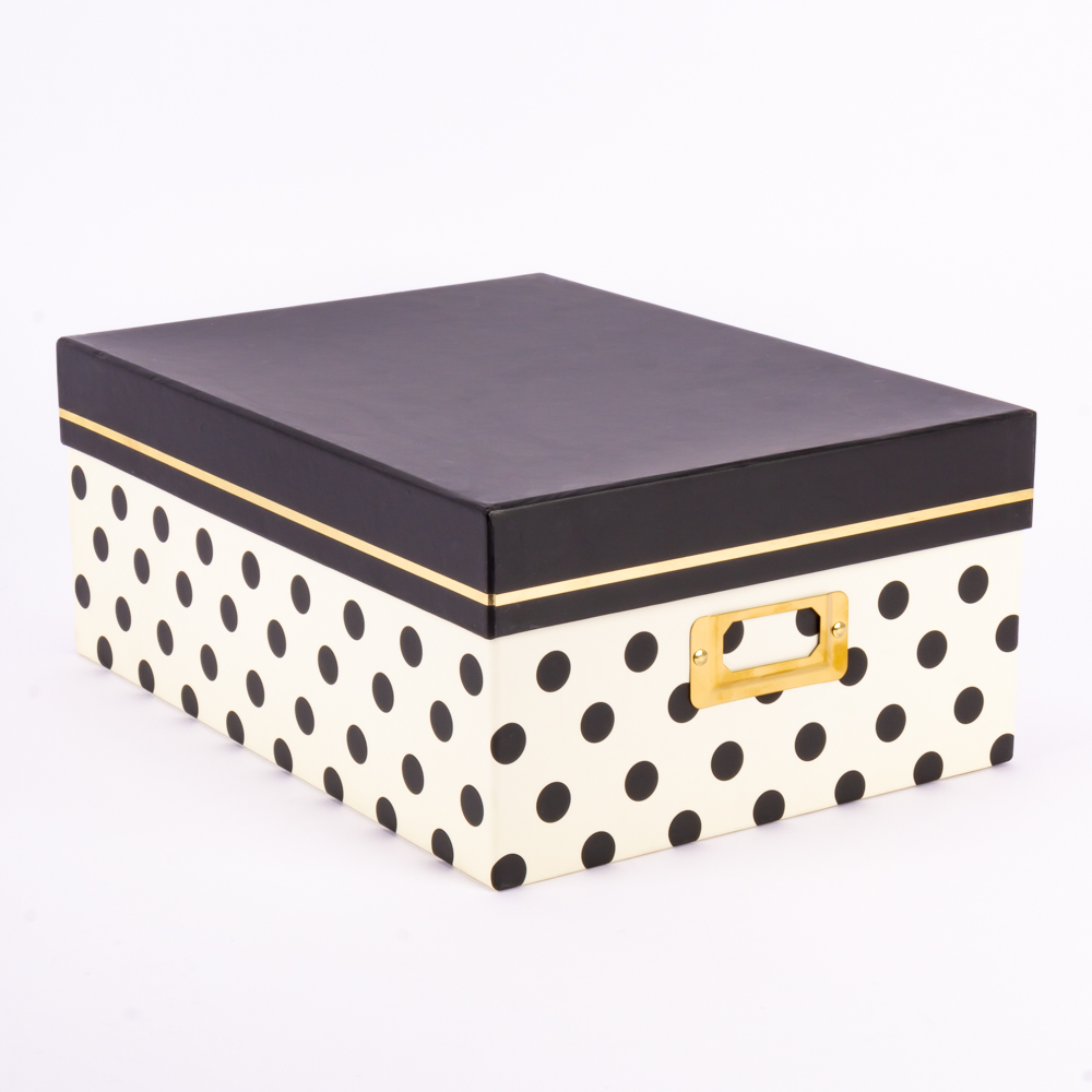 Caja rectangular estampado lunares 31.8x23.5x13.3