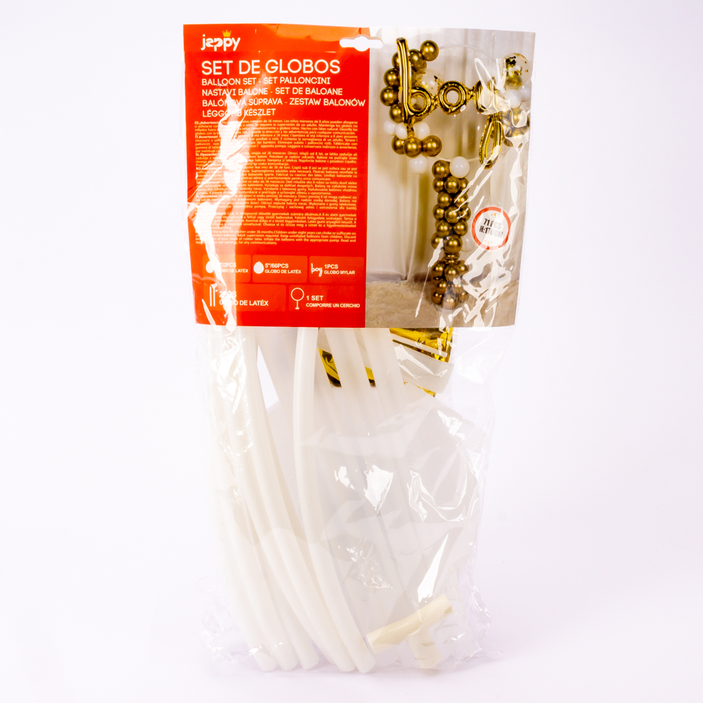 Base plástica para globos boy 71pzas 170cm dorado y blanco