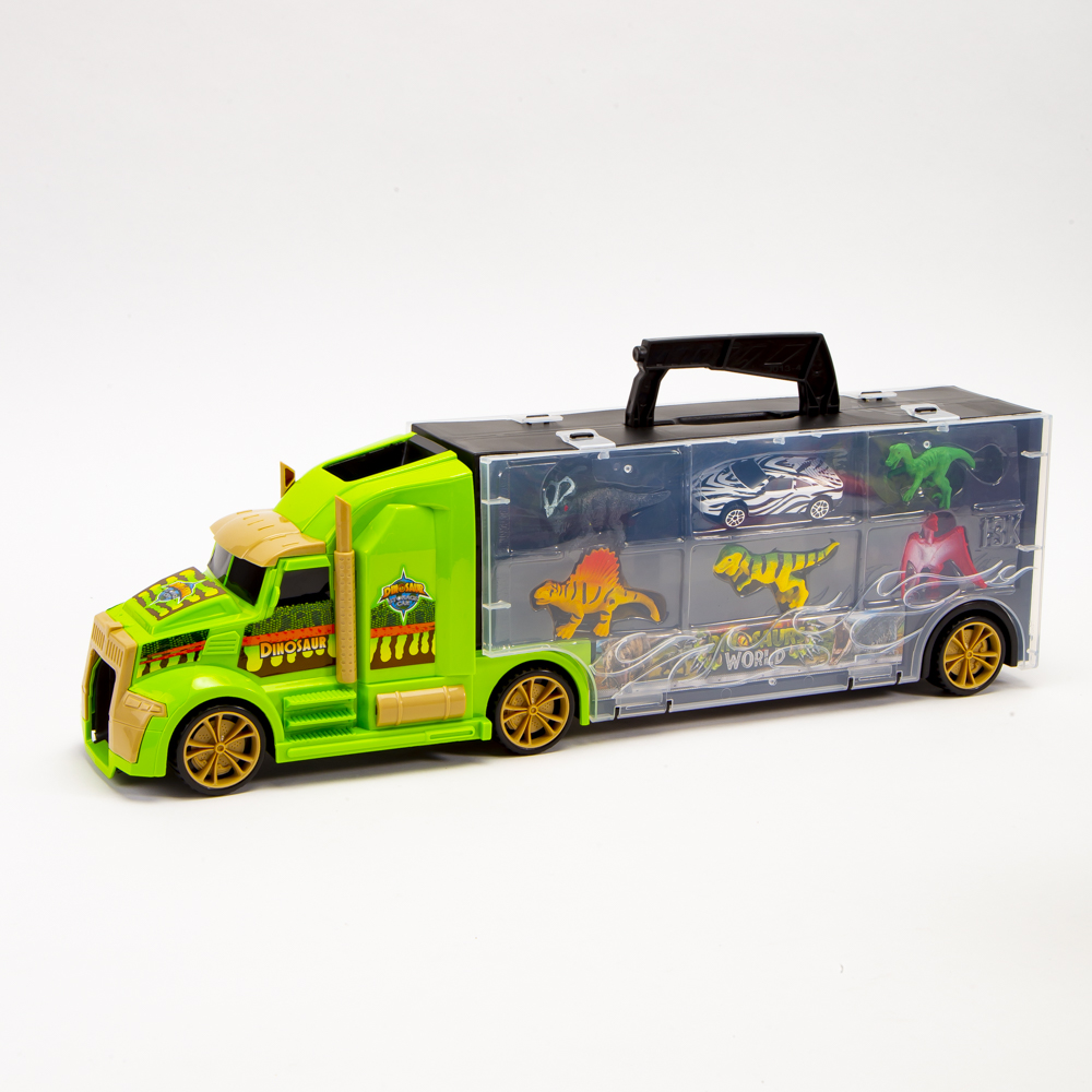 Camión maletín transporte dinosaurio 7pzas +3a