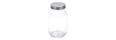 Frasco vidrio 750ml redondo plateado
