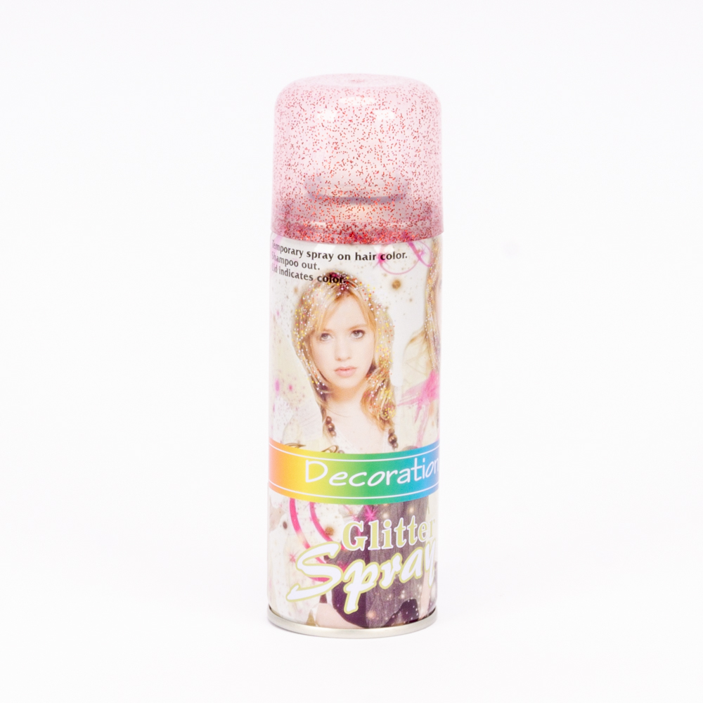 Spray temporal para cabello con escarcha 80g rosado