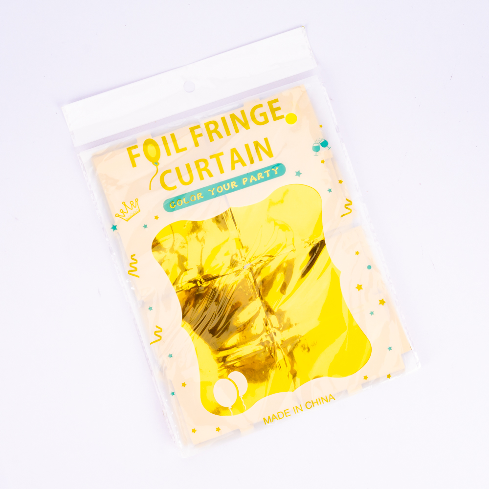 Cortina plástica decorativa lisa diseño cuadro 2x1m dorado