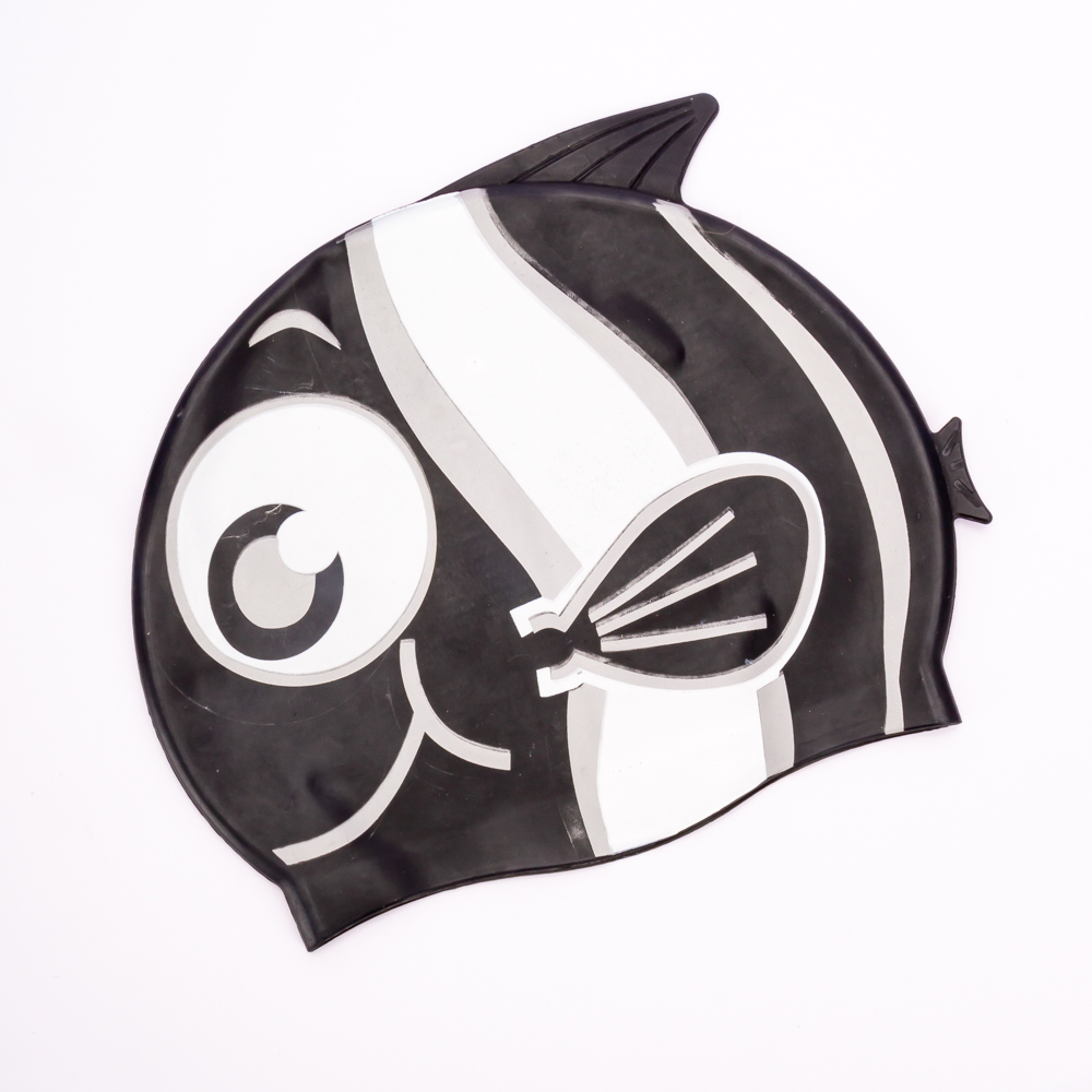 Gorra plastico para natación estampado pez negra