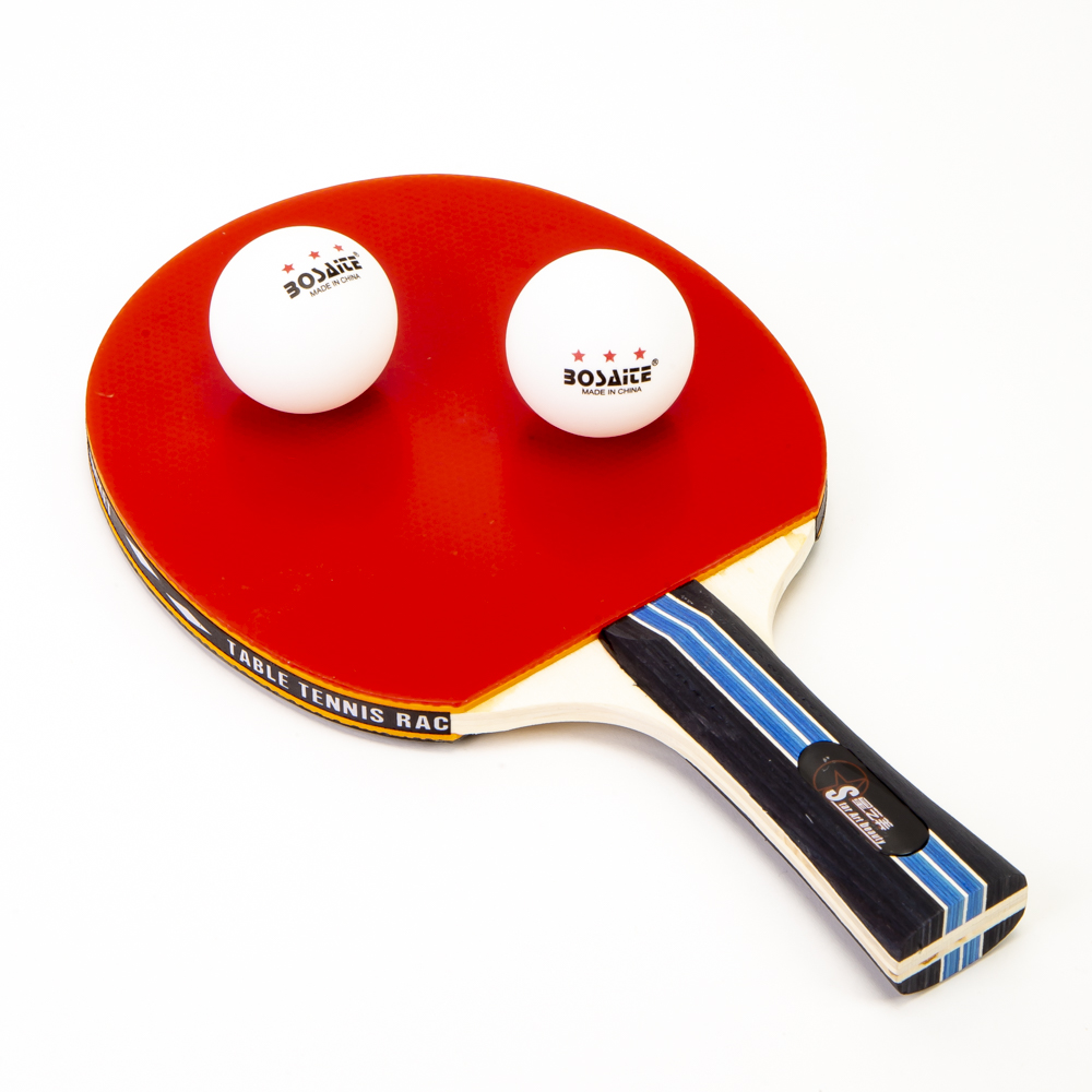 Raqueta madera tennis mesa + pelota 4pzas