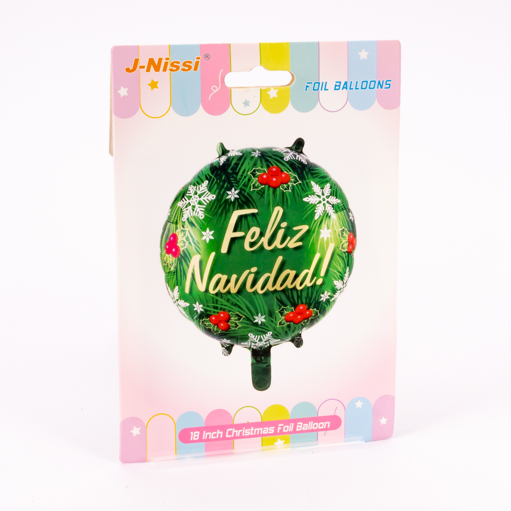 Globo metálico feliz navidad 18pulg verde