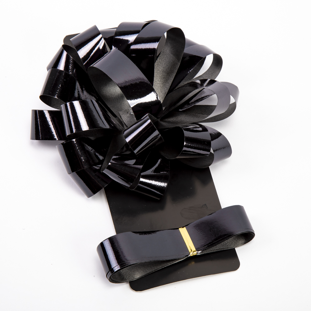 Moño plástico liso cinta 5pulg 2m negro