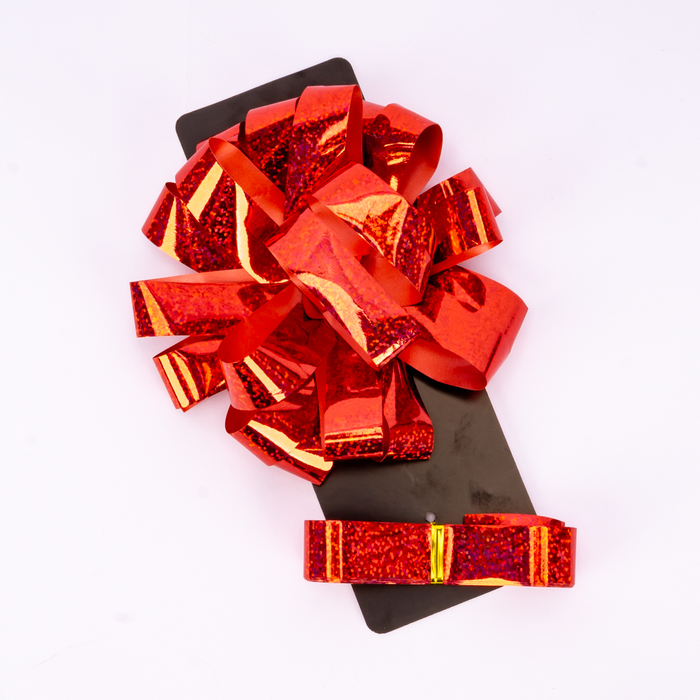 Moñoliso cinta rojo tornasol 5pulg 2m