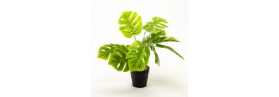 Planta artifical monstera con maceta plástica