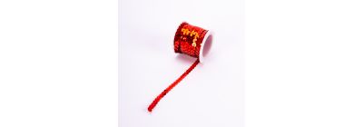 Cinta plástica con lentejuela 5m 0.5cm rojo