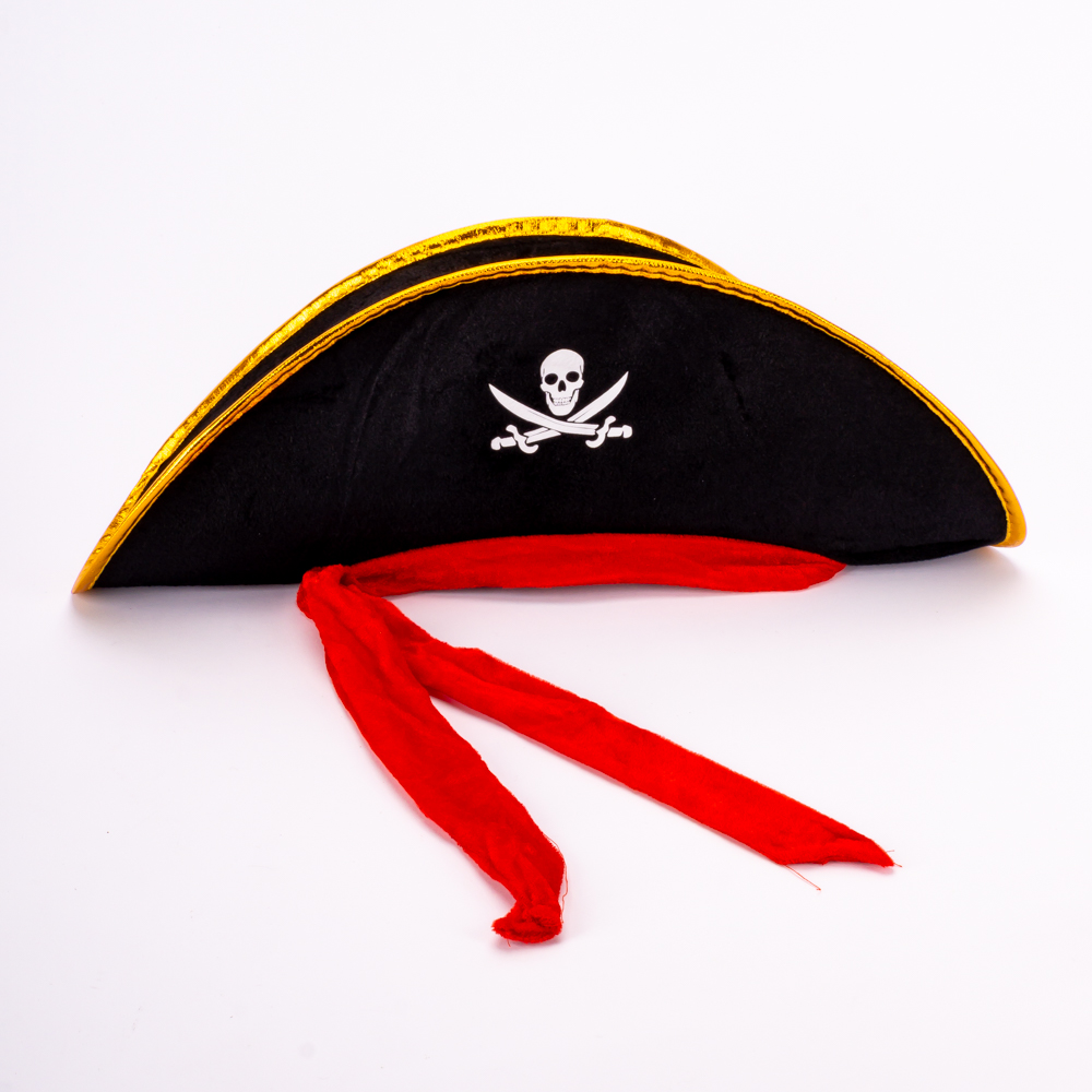 Sombrero infantil pirata estampado negro y rojo