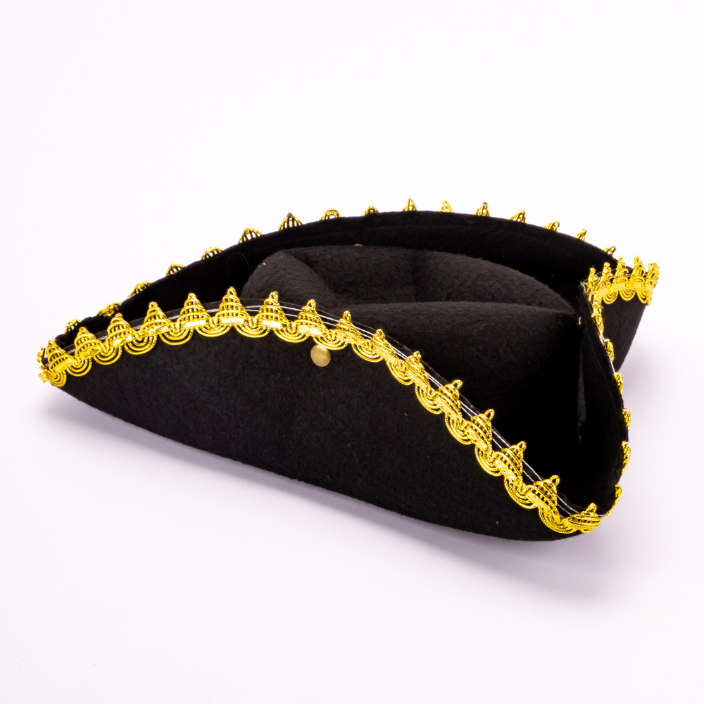 Sombrero infantil pirata negro con franja dorada