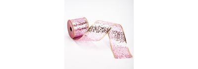 Cinta decorativa navideña con puntos brillantes 3 yards 6.3cm rosado