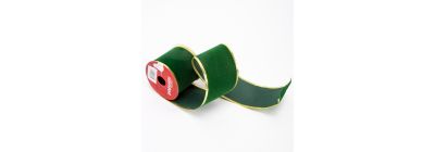 Cinta decorativa navidad lisa con borde 3yards 6.3cm verde y dorado