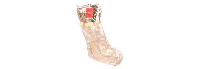 Bota decorada lisa brillante con lentejuelas 43x19cm dorado blanco