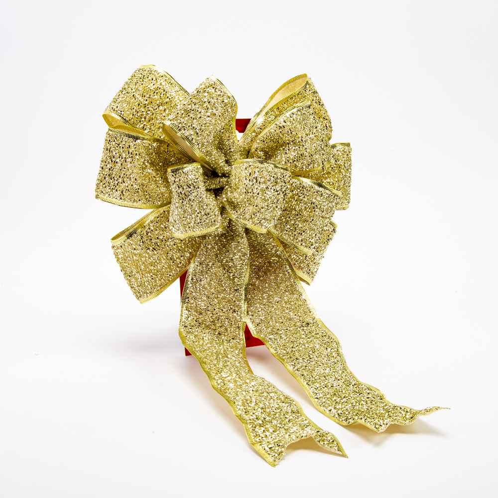 Lazo navideño con relieve brillante 39x28cm dorado