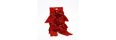 Lazo navideño brillante 15x14cm 3und rojo