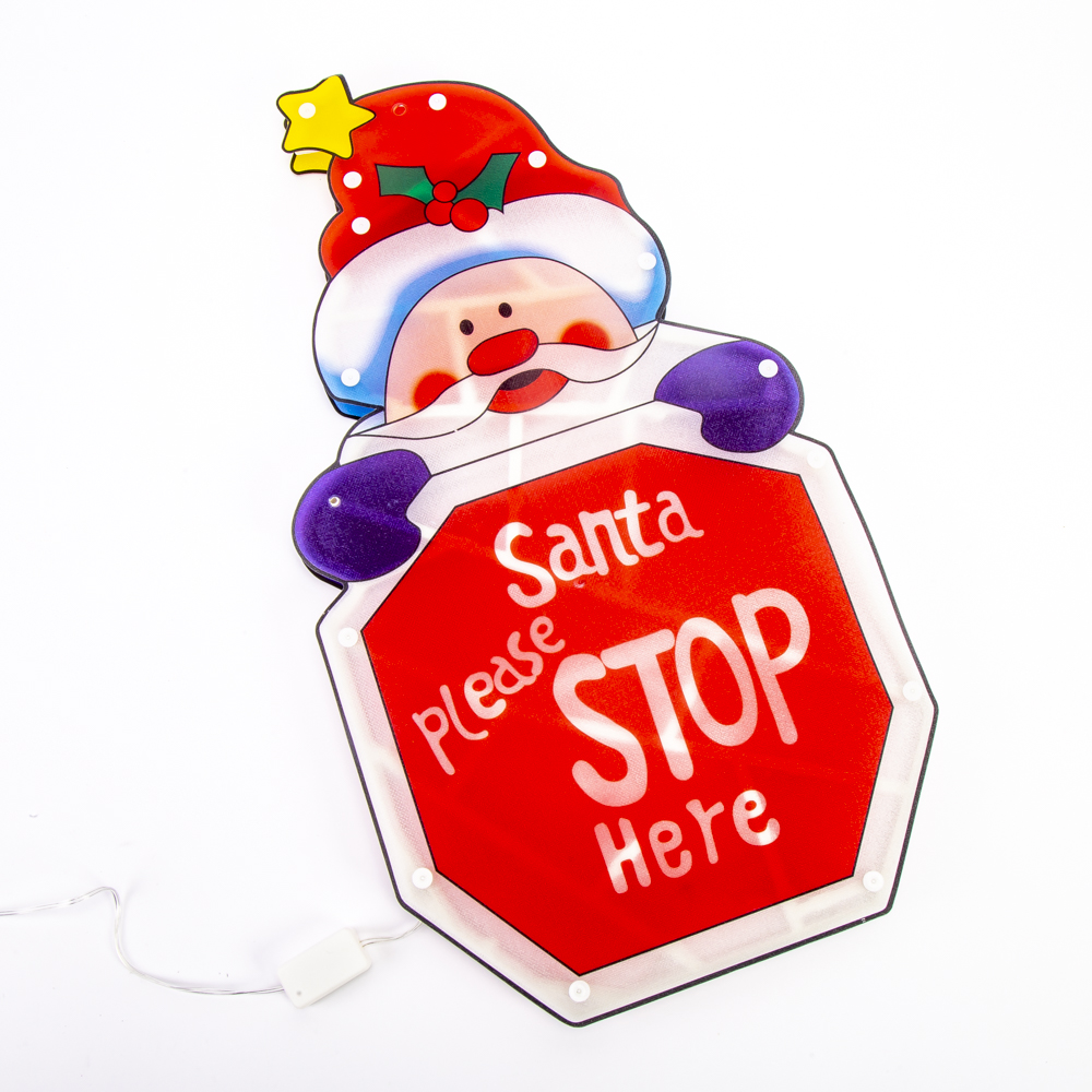 Figura luminosa escarchada estampado santa stop 44.5x24 multicolor