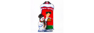 Figura luminosa buzon y muñeco nieve 44.5x23.5cm multicolor