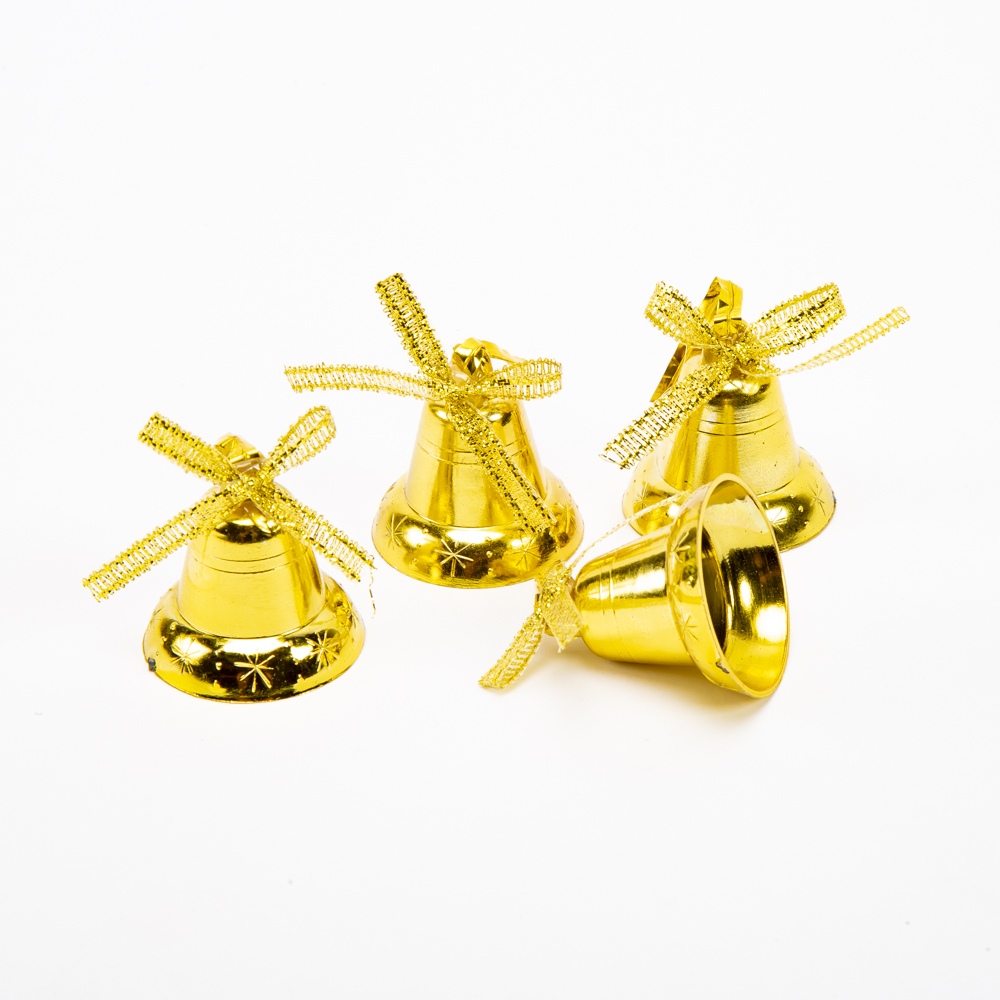 Figura colgante campana lisa con lazo 9pzas 2.8cm dorado