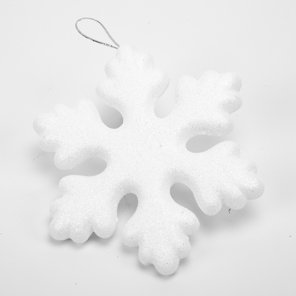 Figura colgante copo nieve escarchado 14.5cm blanco