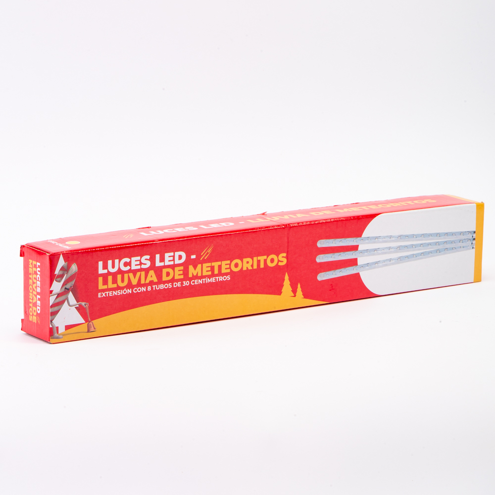 Extensión luz led lluvia meteoros 30cm 8pzas luz cálida