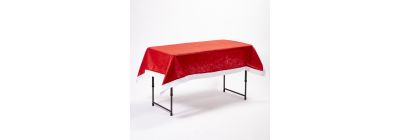 Mantel para mesa navideño 180x130cm rojo y blanco