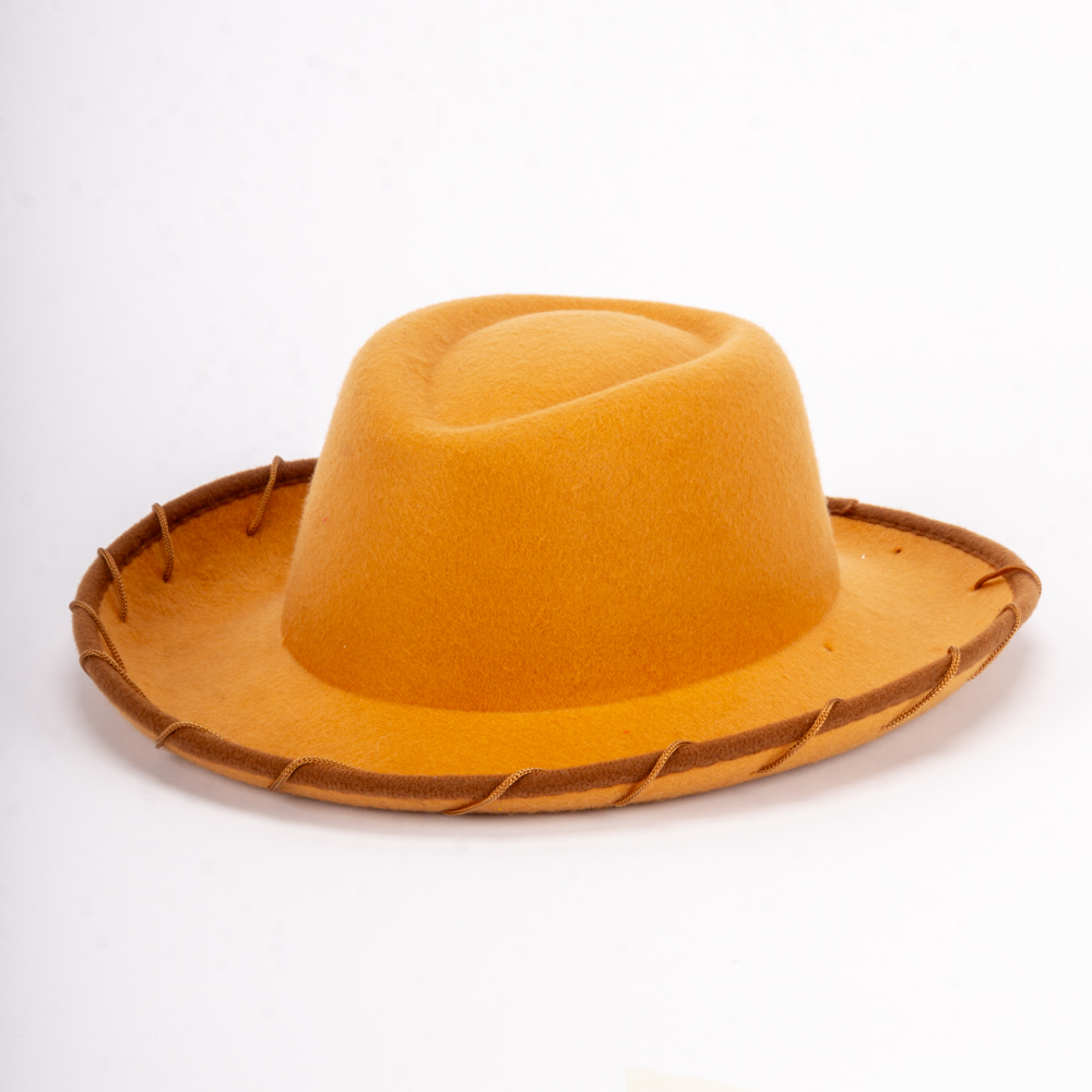 Sombrero vaquero infantil liso con cordón ajustable marrón