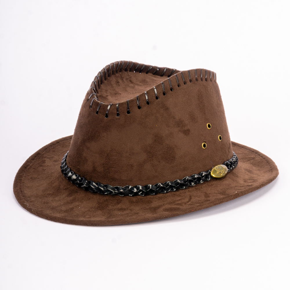 Sombrero vaquero liso con detalle cordón plástico marrón