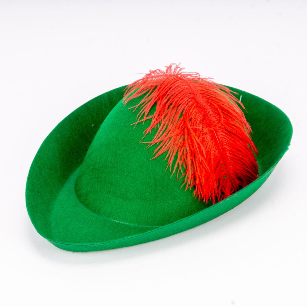 Sombrero liso afelpado con pluma