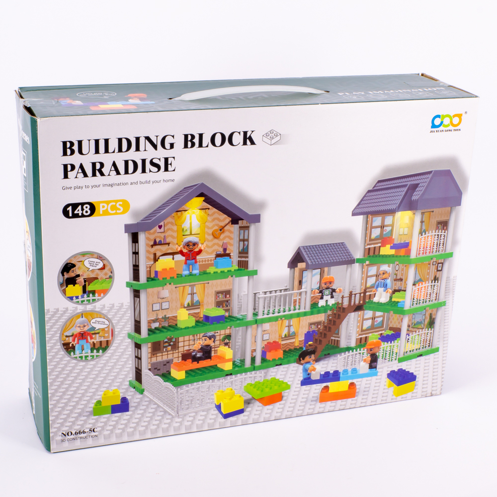 Casa plástica block con accesorios 148pzas +3a