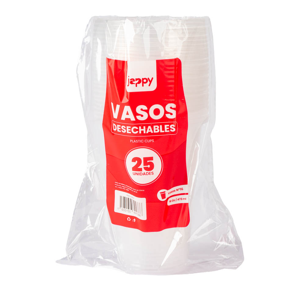 Vaso plástico #12 12oz 375ml 25und transparente