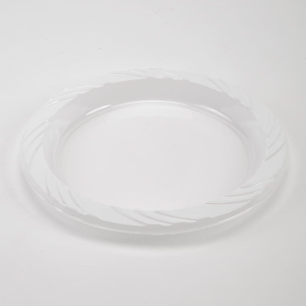 Plato plastico plano liso borde con relieve #6 15.2cm 12und blanco