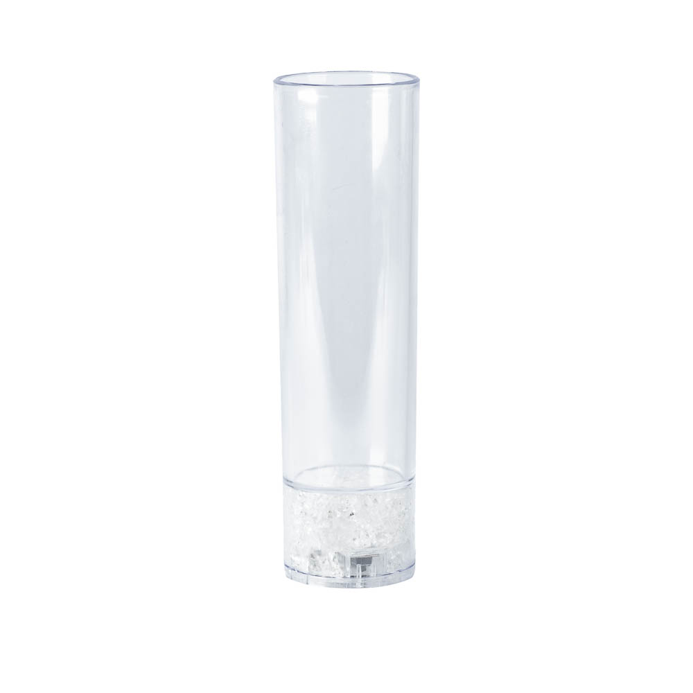 Vaso plástico con luz led 5.5x19cm multicolor transparente