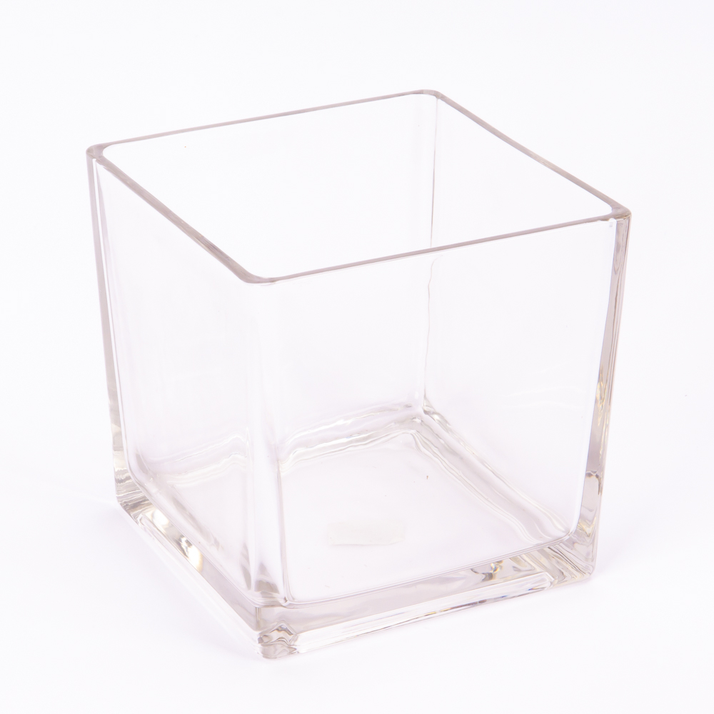 Recipiente vidrio liso cuadrado 15x15cm transparente