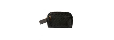 Cosmetiquera con relieve y zipper 19x11x9cm negro