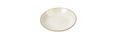 Plato porcelana hondo con detalle borde color 8pulg gris