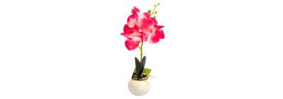 Flor artificial con macetero porcelana 28x7.5cm 